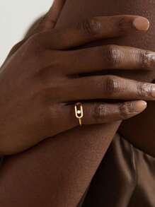 1 pieza Anillo de acero inoxidable chapado en oro de 18k para mujer, anillo de circonita cúbica, apropiado para uso diario, regalos de vacaciones, uso en fiestas