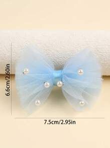 2 Stücke rosa Perlmuttmesh Haarschleifen Clips, süßer Prinzessinen Stil Haarschmuck für Mädchen, dekorativer Haarschmuck Haarclip