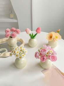 1/2/5 piezas Jarrón de flores pequeño de estilo Ins, decoración elegante para mesa, entrada, sala de estar, apto para flores secas/artificiales