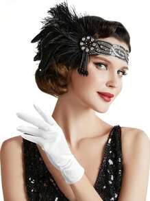 D EXCEED 1/3 Pcs Women's Short Satin Opera Gloves Formal Dancing Gloves For Wedding Bridal Banquet Party Gloves 1920s Flapper Accessories, Halloween