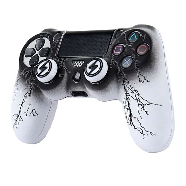 RALAN Lightning Controller Skin Cover For Playstation 4 Controller, RALAN 1 Controller Protector Case+2 CustomisedThumb Grips Caps