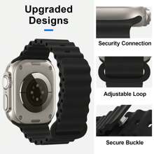 Ocean Silicone Sport Band Compatible With Apple Watch Ultra 2/Ultra Band 49mm 45mm 46mm 44mm 42mm(Series 3) For Men Women, Breathable Soft Waterproof Strap For Apple Watch Ultra 2, Apple Watch Ultra Series SE 10/9/8/7/6/5/4/3/2/1
