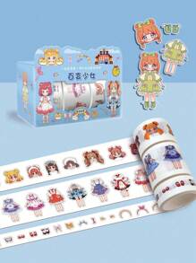 1 Box, 3 Rolls Dress-Up Stickers For Girls, DIY Decor Stickers, Cartoon Character Costume Stickers, Fashion Party,School Supplies,Back To School