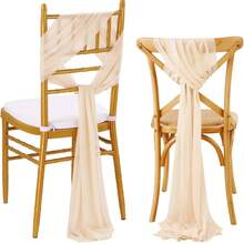12PCS Cheesecloth Chair Sashes, Wedding Aisle Decorations Chair Bows Sashes Designed, Universal Chair Covers Chair Sash For Wedding Reception Party Hotel Event Decoration - Multicolor - View 9