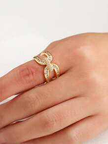 A Luxury Geometric Elegant Cross Design Open Ring, Women's Wedding Engagement Party Jewelry Accessories, Fashion Accessories, Wearable All Year Round