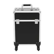 Reise-Kosmetiktasche Rollbare tragbare Kosmetiktasche Kosmetiktasche im Trolley-Stil - Schwarz - Übersicht 9