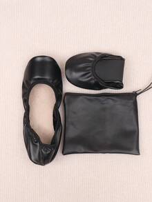 Women's Fashion Casual Soft And Comfortable Indoor Slippers, Lightweight Barefoot Feeling, Versatile, Foldable And Easy To Carry, Slip-On Design Suitable For Dancing - Black - View 5