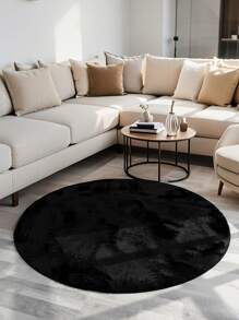 1 pieza Lujosa alfombra circular de terciopelo negro de tonos frescos tipo helado, alfombra suave para la sala de estar, estilo nórdico, apropiada para la sala de estar, el dormitorio, el costado de la cama, la sala de estar, el Día del Padre, el Día de la Madre, el Día del Trabajo, Pascua, decoración del hogar, nueva llegada de primavera