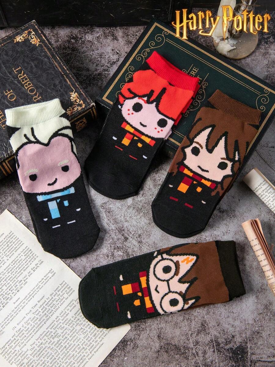 Warner Bros 4 Pares de Meias Masculinas, Meias Respiráveis de Tornozelo Estilo Escolar com Personagens de Desenho Animado Fofos; Meias Invisíveis Macias Femininas, Adequadas como Presentes - Multicolorido - Visão 1