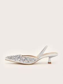 2025 Women's Elegant Rhinestone Pointed Toe High Heel Pumps, Spring/Summer,Elegant,Kitten Heels,Party Outfits