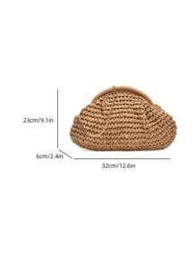 Fashion Design Straw Bag For Women, Popular Fashion Niche Woven Mori Style Artistic Style Chain, Shoulder Bag, Casual All-Match Crossbody Bag For Women, Suitable For Going Out, Dating, Shopping, Gift Giving, Commuting