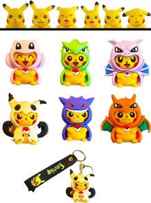 pokemon Pokemon, Pikachu Imitation Makeup Keychain, Disguised , Charizard, Etc., Cartoon Cute Doll Bag Pendant Small Gifts Is The Perfect Party Gift, And Also The Perfect Gift. Decoration Features - An Ideal Gift That Can Be Given, A Must-Have In Summer, Suitable For Giving Or Using At Summer Parties, Birthday Parties, Christmas, Halloween, Thanksgiving Parties