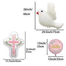 Zestaw 8 sztuk balonów foliowych na pierwszą komunię, odpowiednie do dekoracji przyjęcia z okazji pierwszej komunii świętej, dekoracji chrztu, balonów na chrzest