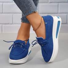 Women Sneakers Moccasin Inspired Casual Comfort Slip On Versatile Wear - Blue - View 4