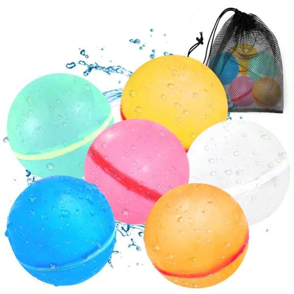 مجموعة ألعاب حمام السباحة القابلة لإعادة الاستخدام للمراهقين، كرة مائية من السيليكون للملء السريع، ألعاب سباحة مائية للصيف، قنابل مائية، ألعاب سباحة خارجية، ألعاب حفلات صيفية خارجية، ألعاب مائية لعب المياه على الشاطئ، أنشطة عائلية، حفلات عطلات نهاية الأسبوع، حفلات حمام السباحة 6 قطع + شبكة (تتم الشحن بأنماط عشوائية)