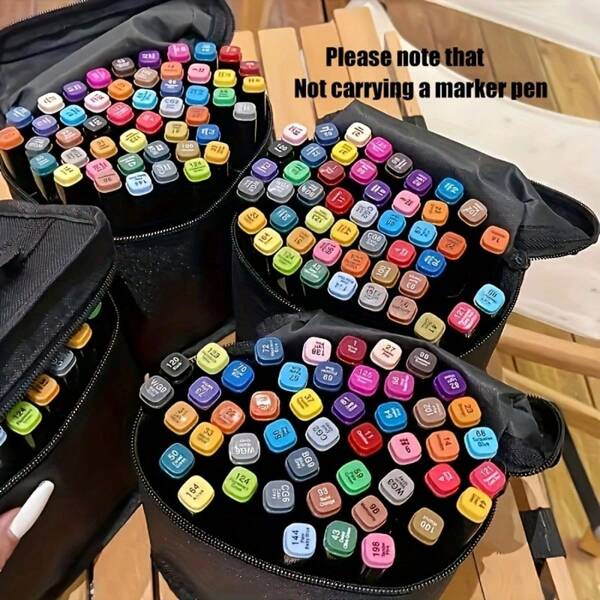 1 حقيبة ماركر، متوفرة بأحجام متعددة، ماركر غير مشمول، منظم تخزين ماركر احترافي ذو سعة كبيرة، جيب سحاب قابل للطي، مناسب لأدوات الفن والأقلام والأقلام الرصاص والحقيبة المدرسية