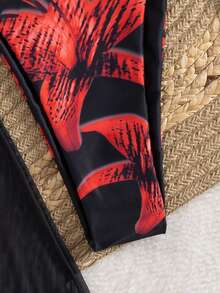 3pcs Women's Summer Set: Flower Print Halter Neck Wrap Skirt & 2pcs Bikini Swimsuit - Multicolor - View 5