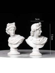 1 pieza Escultura de resina blanca miniatura y retro de mitología griega de David, Apolo o Atenea, para decoración, soporte de fotos o accesorios