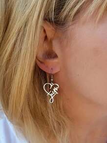 Goldplattierte Edelstahl Kreuz Herz Design elegante hängende Ohrringe, kreatives Schmuckgeschenk für Frauen