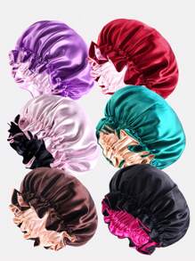 2pcs Plus Size Double-Layer Lace Trim Round Night Sleep Cap, Chemo Hat, Hair Cover Accessory For Women Valentine's Day Valentines