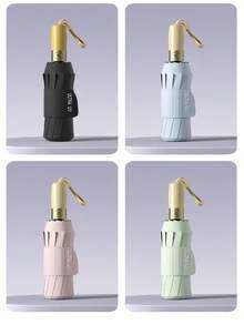 1pc Fully Automatic Jumbo Umbrella, Weather-Proof Black Coating UV Protection Folding Dual-Purpose Sun & Rain Umbrella, Suitable For Outdoor Travel Use - Multicolor - View 4