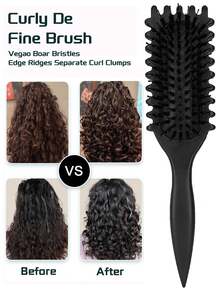 4件套卷发刷套装，包含侧刷、鼠尾梳和双头梳。适合男士、女士和儿童，适用于所有发质，卷发丰盈梳，日常美发造型工具，顺发梳 - 彩色 - 查看 4