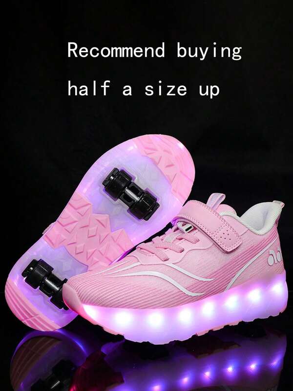 Unisex Chargeable 4-Wheel Flashing Roller Skates With Switch, 10 Light Modes, Detachable Luminous Shoes For Students Sports