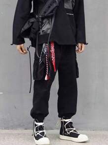 1 pieza Cadena tipo cintura con estampado de flor de anacardo estilo Hip-Hop, accesorio de decoración de cadena para pantalones de moda callejera, regalo del Día del Padre para hombres y estudiantes
