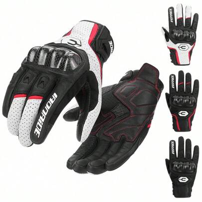 1 Paio di Guanti da Moto in Pelle, Guanti da Ciclismo, Moto, Motocross, Bicicletta, con Funzione Touch Screen, Accessori Protettivi per la Guida, Articoli Essenziali per la Guida, Regali per Donne e Uomini Motociclisti