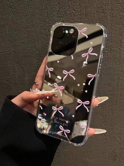 Cute Bow Tie Pattern Mirror Shockproof Phone Case, Compatible With IPhone 16/11/12/13/14/15/15 Pro/15 Plus/15 Pro Max/7 Plus/8 Plus/X/Xs Max/Xr/11 Pro/12 Pro/13 Pro/14 Pro/12 Mini/13 Mini/11 Pro Max/12 Pro Max/13 Pro Max/14 Pro Max/14 Plus/6/6s/6 Plus/7/8/16 Pro/16 Plus/16 Pro Max/SE, And Galaxy A54/A14/A12/A13/A15/A32/A33/A24/A52S/S20/S21/S22/S23/S24/S23 Plus/S24 Ultra/S25/A15/A33/A23, Waterproof, Shockproof, Scratch-Resistant