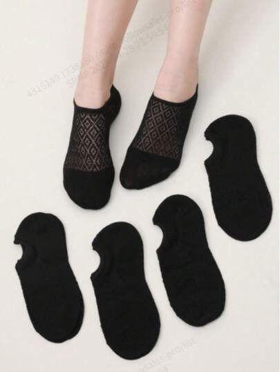 5 أزواج من الجوارب الرقيقة غير ظاهرة للنساء في الص...