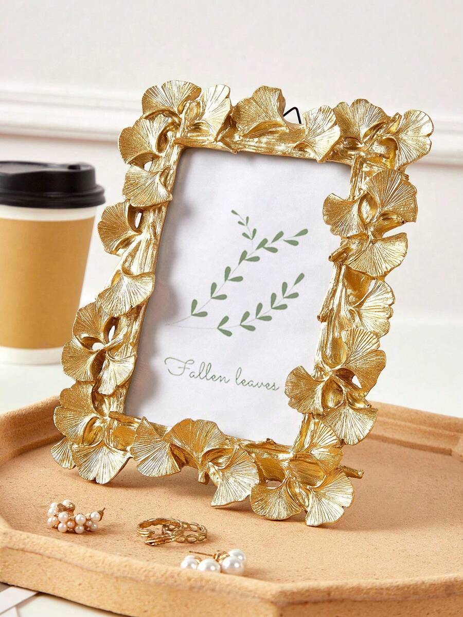 1pc Vintage Gold Resin Photo Frame, European Style Photography Background, Photo Prop, Desktop Decor, Wall Decor, Home Decor And Photo Display Frame - Gold - View 1