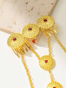 1 pieza Nuevo peine de pelo con borla dorada larga accesorio de pelo elegante retro, joya dorada ornamento para el cabello para mujer regalo de boda y fiesta