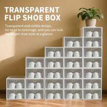 1 PC/5 PCS Shoe Box, Transparent White Shoe Box, PVC Material, Space Saving, Convenient Shoe Storage, 1 Or 5 Shoe Boxes, Essential For Living Room Entrance And Bedroom