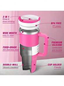 Sanrio Nouveau modèle 2025 Gourde isotherme en acier inoxydable H2.0 Flamant rose pour la Saint Valentin, bouteille d'eau en acier inoxydable à double paroi isolée sous vide. Tasse de voyage pour boissons glacées, parfaite pour les déplacements, la maison, le bureau et les rafraîchissements d'été, avec poignée et paille