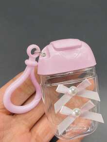 Botella vacía transparente rosa de 30 ml con dispensador de desinfectante de manos, llavero con gancho, tapa abatible blanca, tapa reutilizable, botella vacía portátil rellenable, contenedor cosmético, adecuado para líquido, loción, crema, viajes de negocios, viajes al aire libre, artículo esencial de viaje