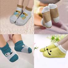 Baby Boys Socks Thick Terry Socks, 10 Pairs (0-3years Old) For Newborn Boys Girls,Cute Warm Ankle Crew Socks Set - #2熊+狐狸(10只裝) - 查看 6