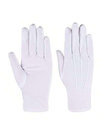2 Pairs/White Gloves, 3 Striped Polyester Gloves, Suitable For Both Men And Women - Work/Etiquette/Party/Service/Inspection, Elastic