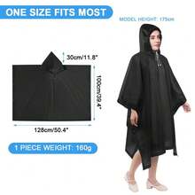 1 件防水雨衣，防水雨披，可重复使用带帽雨披包，轻便防水雨披，适合旅行和户外，男女皆宜 - 彩色 - 查看 3