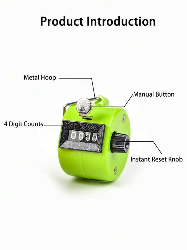 1pc 4-Digit Colorful Plastic Manual Mechanical Counter, Suitable For Various Sports Counting