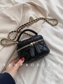 Tas Mini Ringan, Tas Rantai, Tas Quilted, Cocok Untuk Anak Perempuan, Mahasiswi dan Wanita Kantoran, Sempurna Untuk Kantor, Universitas, dan Tempat Kerja. - Hitam - View 7