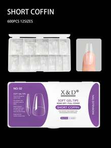 600 pièces de capsules pour extension d'ongles, forme pointe, amande, carré, français. Faux ongles à coller recouvrants, pour gel à tremper. Prêt à l'emploi pour le DIY.