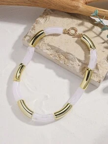 1pc Stylish Luxurious Simple Colorful Resin Bent Tube Necklace, Women Choker Necklace Suitable For Daily Wear And Party - Resin Necklace - View 15