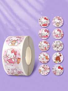 Sanrio 500Pcs/Roll Cute Hello Kittys Kuromi Melody Cartoon Stickers Suitable For Laptops Refrigerators Books Desks Helmets Skateboards Cameras Guitars Creative Stickers (Some Parts May Be Random)