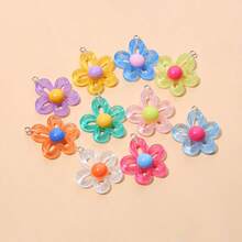 10/20pcs Colorful Resin Hollow 5-Petal Flower Pendant Charms, Suitable For DIY Necklace, Earrings, Keychain, Jewelry Accessories - Mixed - Flower Pendant, Style B - View 4