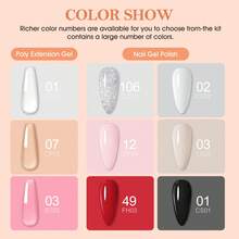Coscelia 32Pcs Gel Nail Polish Kit With UV Light 6Pcs Gel Nail Polish Set With 3 Colors Poly Nail Gel Kit Nail Art Decoration Stickers Silp Solution Manicure Kit For Beginners DIY Home Salon - Classic Seasons - 查看 3