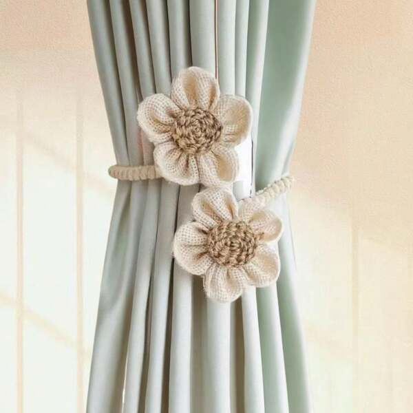 Handmade Premium Linen Flower Curtain Holdbacks - Exquisite Decor For Living & Bedroom