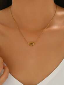1pc Minimalist Stainless Steel Shell Necklace For Women, Versatile Beach Resort Style