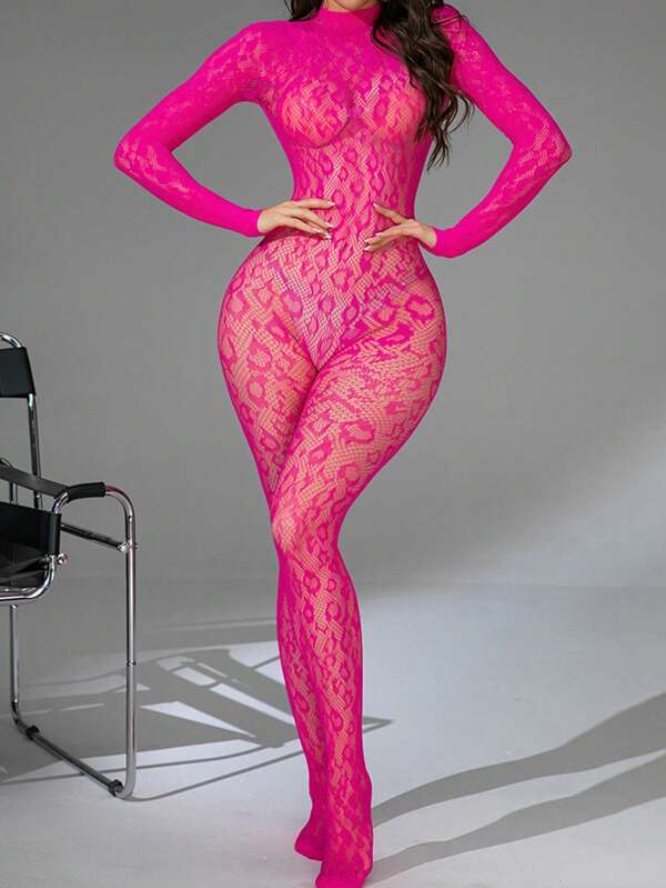 Damen Einteiliges Fischnetz Sexy Dessous Bodysuit Mesh Bodysuit Sexy Strumpfhose Unterwäsche Nachtwäsche Bikini Strandkleid