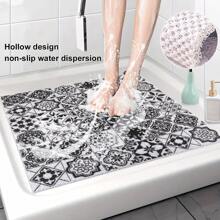 1pc Non-Slip Shower Mat With Drainage Holes, Soft & Comfortable PVC Loofah Massage Bath Mat, Quick-Dry, Ideal For Bathroom & Wet Areas, Bathroom Accessory|Hollow Design|Non-Slippery Surface, Shower Mat For Bathroom